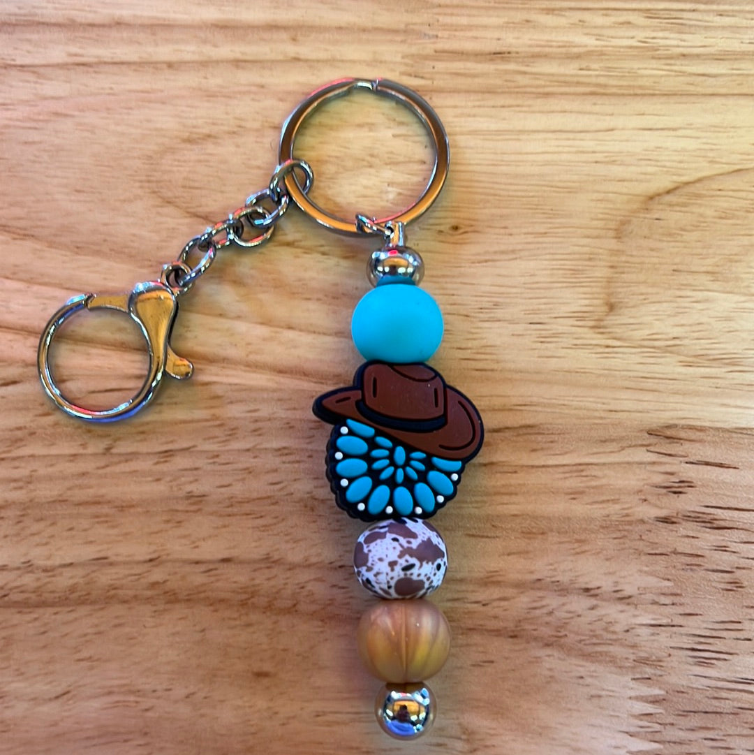 Cowboy hat and turquoise keychain (7965339746442)