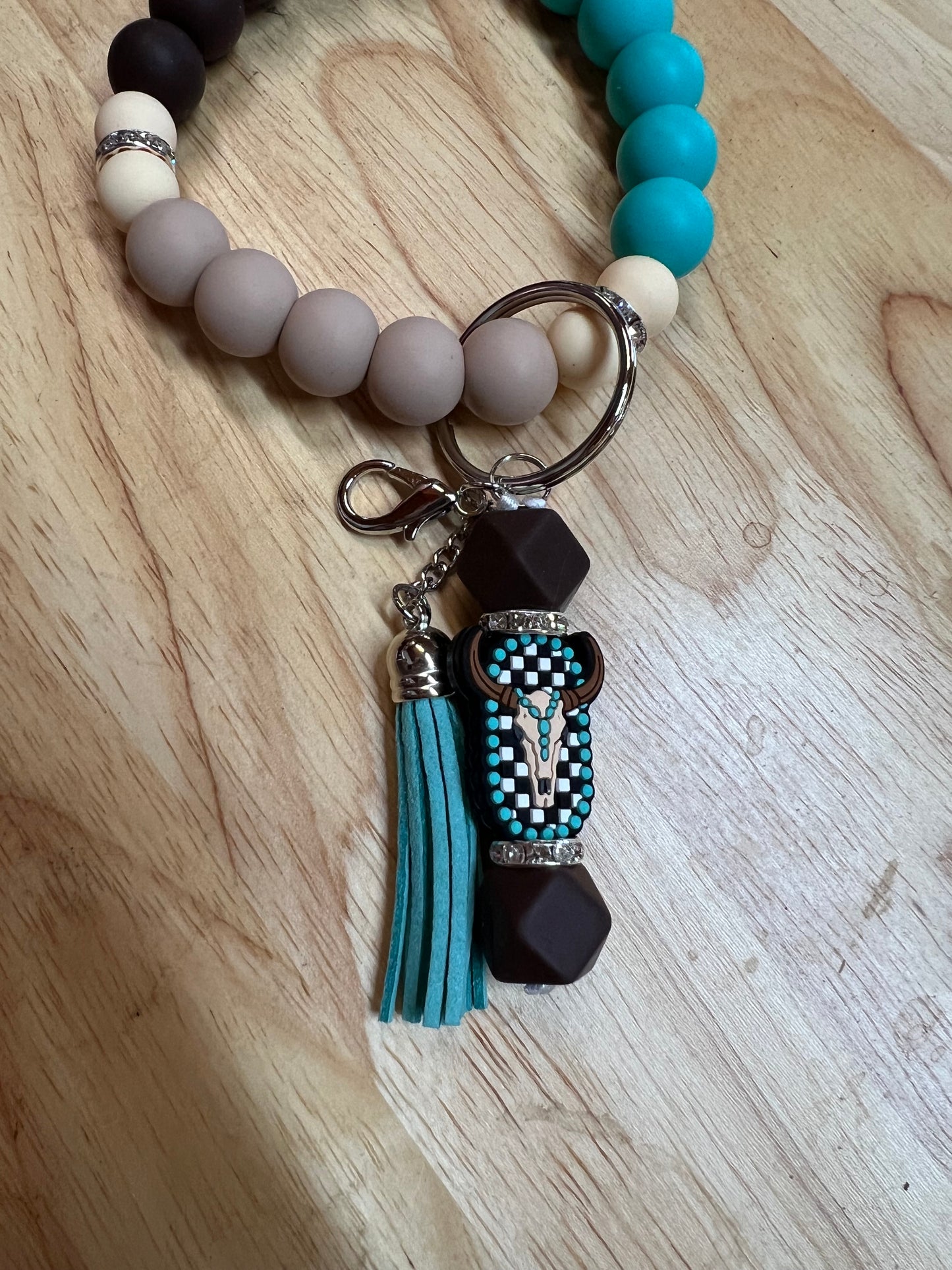 Skully and Turquoise Bangle Keychain (8278076686474)