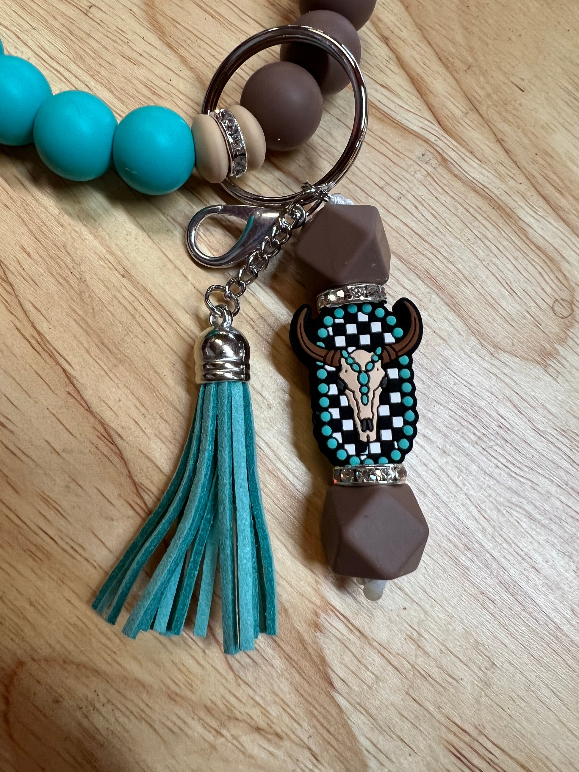 Skully and Turquoise Bangle Keychain (8278076686474)