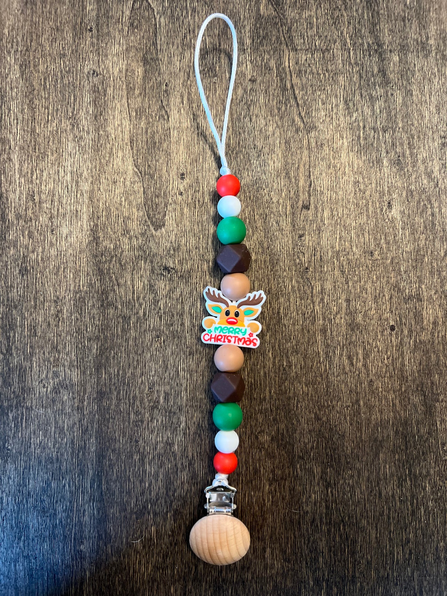 Merry Christmas Reindeer Pacifier Holder (8278678470794)