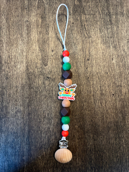Merry Christmas Reindeer Pacifier Holder (8278678470794)